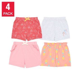 Pekkle Kids' 4-pack Shorts Summer Theme Girls Pink Shorts 4T-5 Pick Size